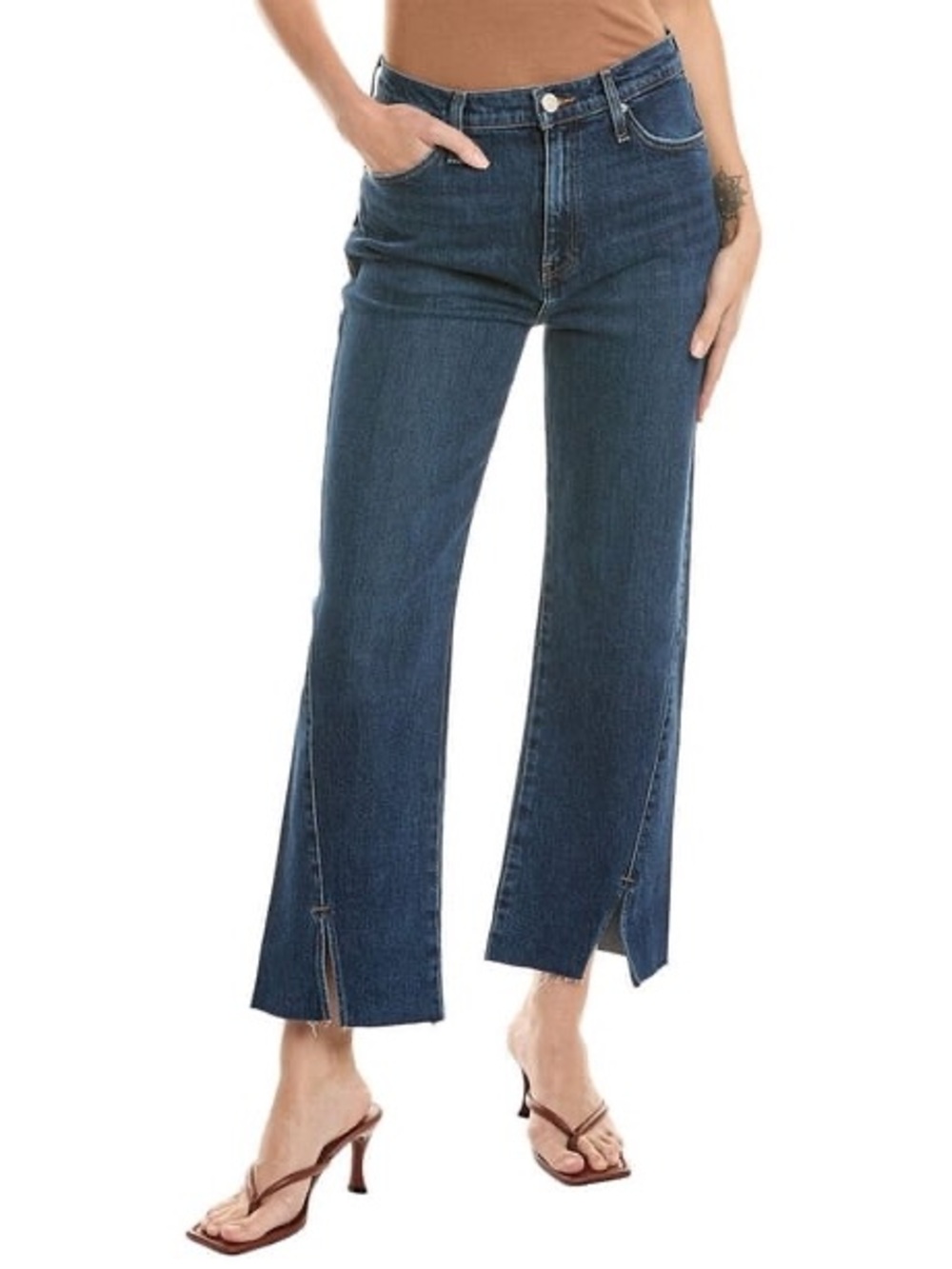 Hudson Remi Cropped Straight Jeans Indigo Breeze Raw Hem Size 32